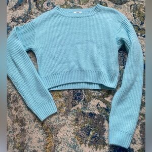 Ardene Sky Blue Crew Neck Cropped Sweater